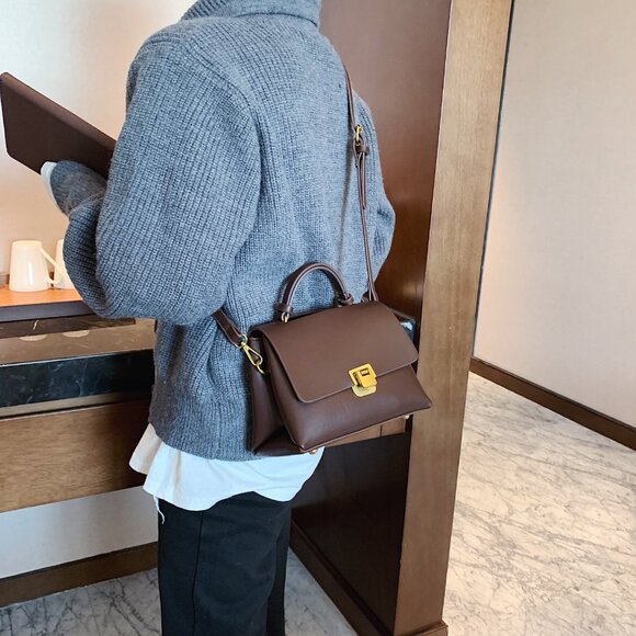 Classic Lady Bag Crossbody Satchel /brown - Picture 2 of 7